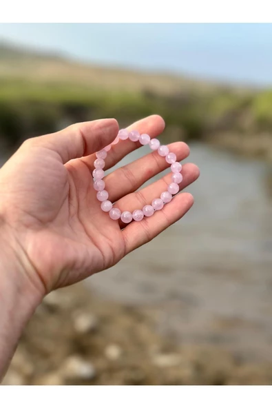 Gökçeada 8 Mm Kunzit Taşı Erkek Kadın Doğal Taş Bileklik Aaa Kalite - 6