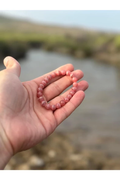 Gökçeada 8 Mm Rodokrozit Taşı Erkek Kadın Doğal Taş Bileklik Aaa Kalite - 4