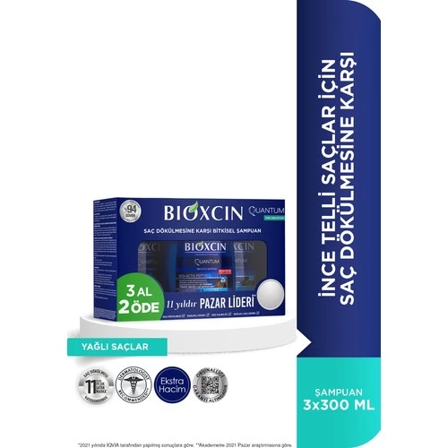 Bioxcin Quantum Bio-Activ Şampuan Yağlı Saçlar 3 Al 2 Öde