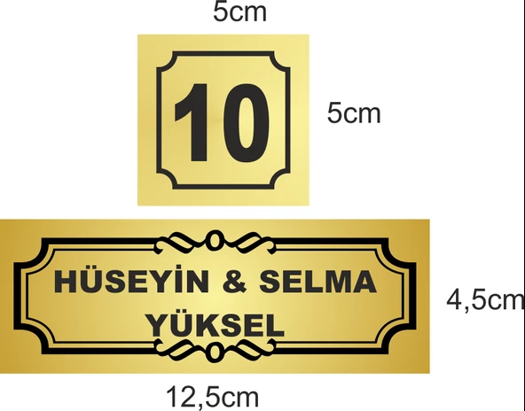 Kapı İsimliği Klasik Ev Dış Kapı İsimliği Çelik Kapı İsimliği Gold02 - 2