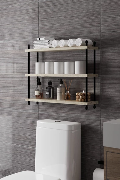 İnci Klozet Arkası Çok Amaçlı Banyo Düzenleyici, Klozet Üstü Raf Ve Organizatör, 60 cm