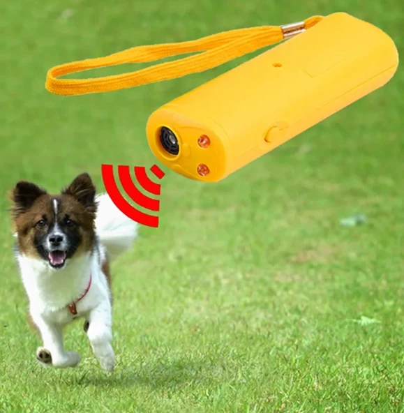 Ultrasonik Köpek Kovucu Ve Eğitici El feneri Özellikli ( PİL HEDİYELİ ) SARI RENK - Resim 4