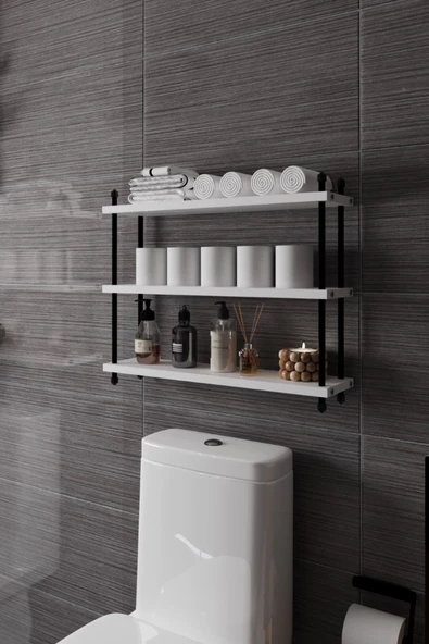 İnci Klozet Arkası Çok Amaçlı Banyo Düzenleyici, Klozet Üstü Raf Ve Organizatör, 60 cm