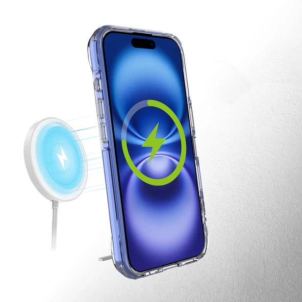Apple iPhone 16 Kılıf M-safe Şarj Özellikli Zore T-Max Standlı Kapak - 9