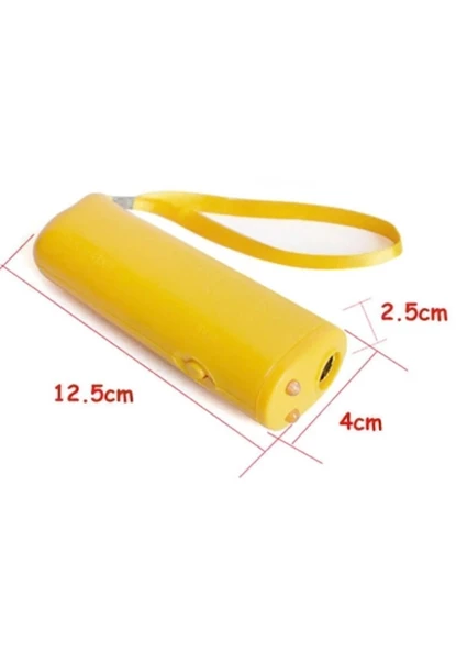 Ultrasonik Köpek Kovucu Ve Eğitici El feneri Özellikli ( PİL HEDİYELİ ) SARI RENK - Resim 3