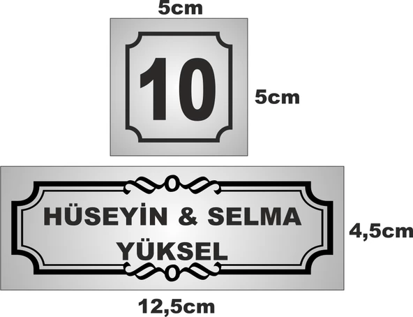 Kapı İsimliği Klasik Ev Dış Kapı İsimliği Çelik Kapı İsimliği Gümüş 01 - 2