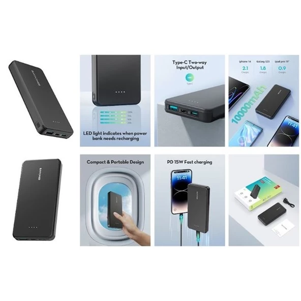 RAVPOWER 10000Mah Su Geçirmez Taşınabilir Şarj Cihazı Powerbank - 4