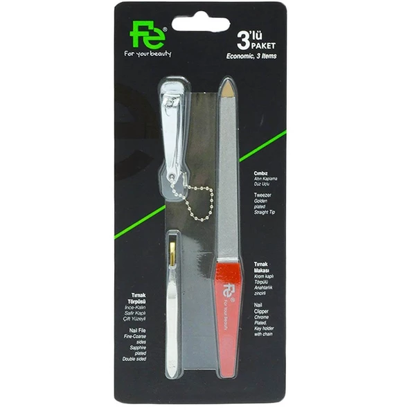 Fe Ekonomik 3 lü Paket (Cımbız Tırnak Makası Tırnak Törpüsü) FEPI023 - 2