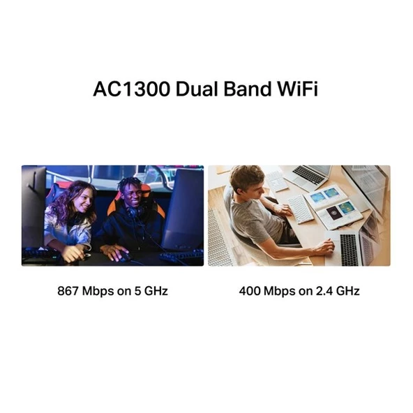 MERCUSYS MA30H AC1300 Yüksek Kazançlı Kablosuz Çift Bant USB Adaptörü - 4