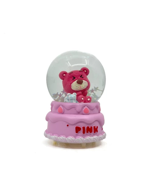 Işıklı Kar Küresi Pembe Ayıcık Hediye Paketi 7 cm - 2