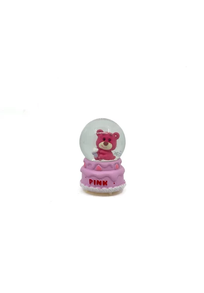 Işıklı Kar Küresi Pembe Ayıcık Cupcake 7 cm - 3