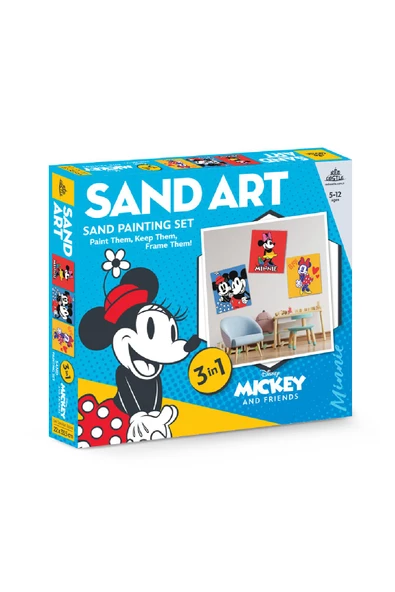 RED CASTLE Yetişkin Kum Boyama Aktivite Seti, Disney Mikey Minnie and Friends Sand ART 3in1-Red Castle YKL-102