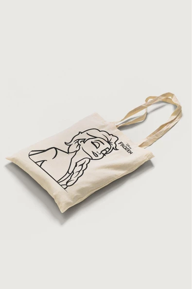 RED CASTLE Disney Frozen Çanta Boyama 5 Adet Tek Taraf Baskılı Ham Bez 35x40cm-Red Castle BOYA-02 - 3