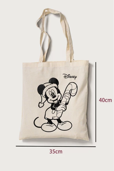 RED CASTLE Disney Mickey Çanta Boyama 5 Adet Tek Taraf Baskılı Ham Bez 35x40cm-Red Castle BOYA-03 - 2