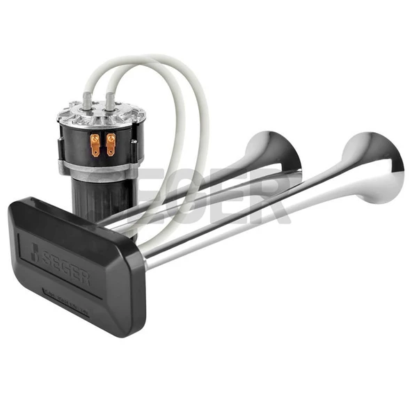 SEGER-85Kh Fala Fala Kompresörlü Korna 12V, Krom Borulu, Melodili - 2