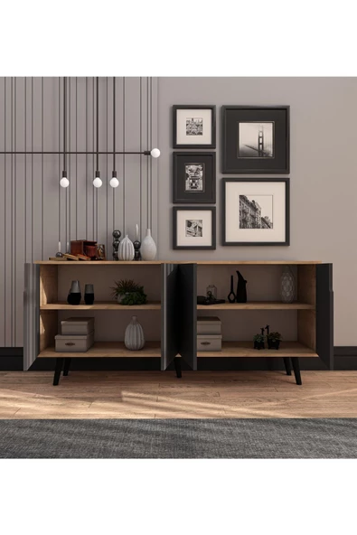 VM VERTEX MOBİLYA Latina Modern Konsol 180 Cm Safir Meşe - Antrasit - 2