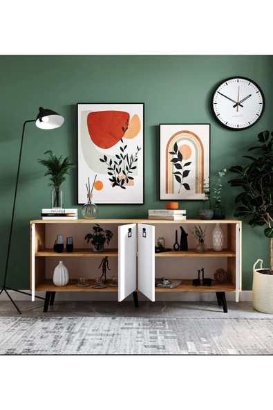VM VERTEX MOBİLYA Mirza Modern Konsol 180 Cm Safir Meşe-beyaz - 3