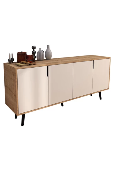 VM VERTEX MOBİLYA Latina Modern Konsol 180 Cm Safir Meşe - Beyaz - 4