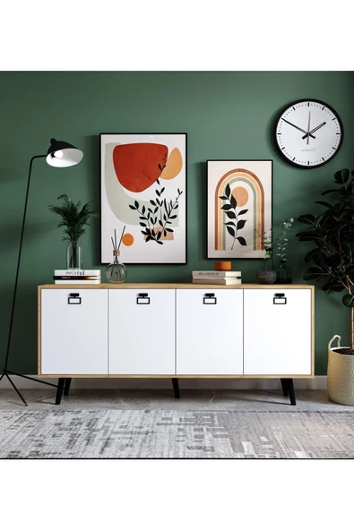 VM VERTEX MOBİLYA Mirza Modern Konsol 180 Cm Safir Meşe-beyaz - 2