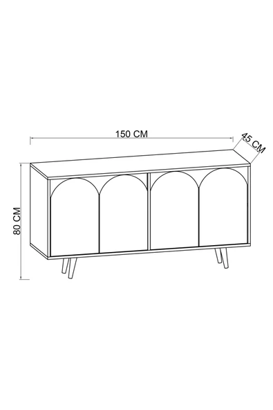 VM VERTEX MOBİLYA Venezia Ahşap Ayaklı Bohem Konsol Safir Meşe Gövde -Beyaz Kapak 150 Cm - 4