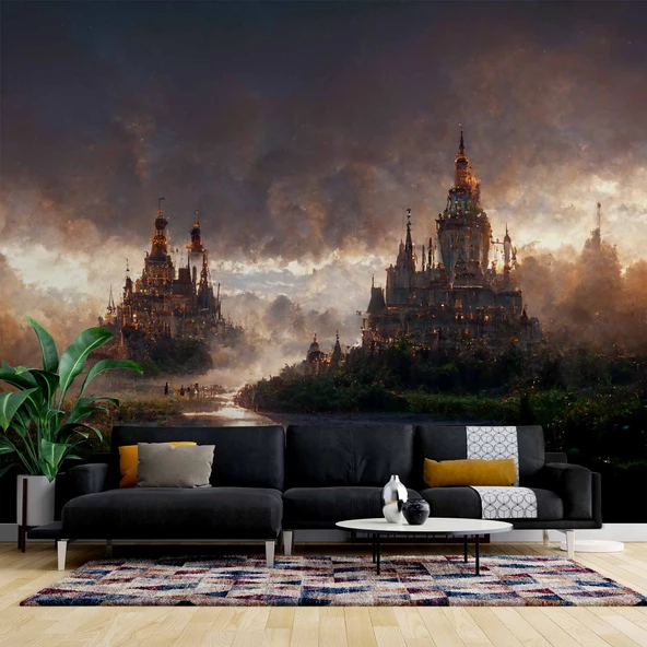 Sisli Şato Manzaralı Duvar Kağıdı ürün görseli