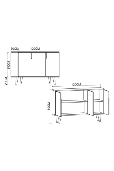 VM VERTEX MOBİLYA Verona 120 Cm Konsol, Kahve Köşesi, Tv Ünitesi, Çok Amaçlı Ahşap Ayaklı Konsol Safir Meşe-Antrasit - 4