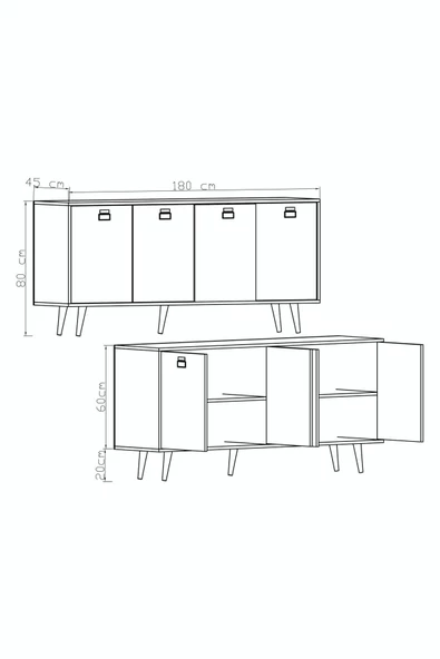 VM VERTEX MOBİLYA Mirza Modern Konsol 180 Cm Safir Meşe-antrasit - 4