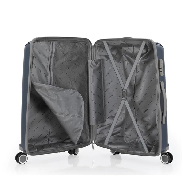 MÇS 3lü Set Kırılmaz Silikon Seyahat Valizi Bavulu V305 Laci/Gri - Resim 6