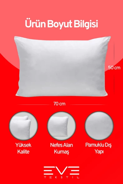 8 Adet Micro Silikon Elyaf Nonwoven Yıkanabilir Antialerjik Ev Ve Hotel Yastık 50x70cm 700 gr - Resim 3