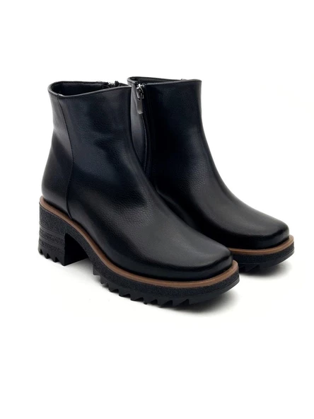 Potinonline K1010 Kadın Kalın Taban Fermuarlı Kısa Bot - 2