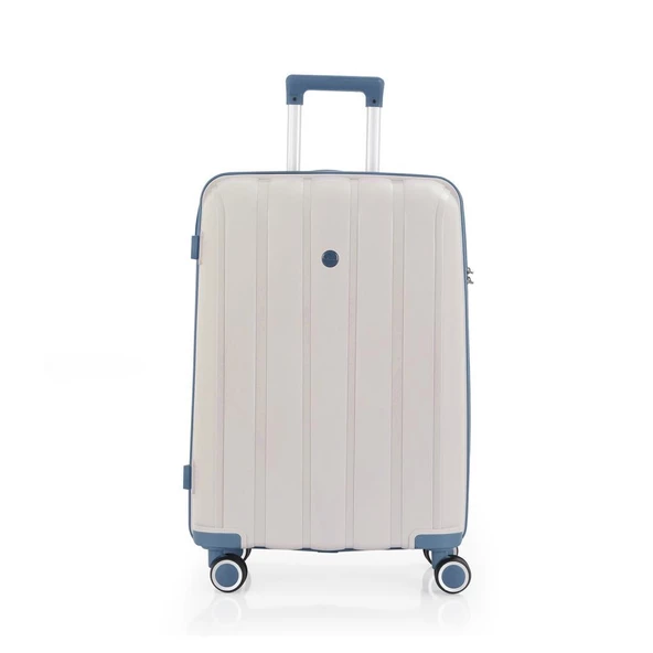 MÇS 3lü Set Kırılmaz Silikon Seyahat Valizi Bavulu V305 Kemik Sky Blue - 6