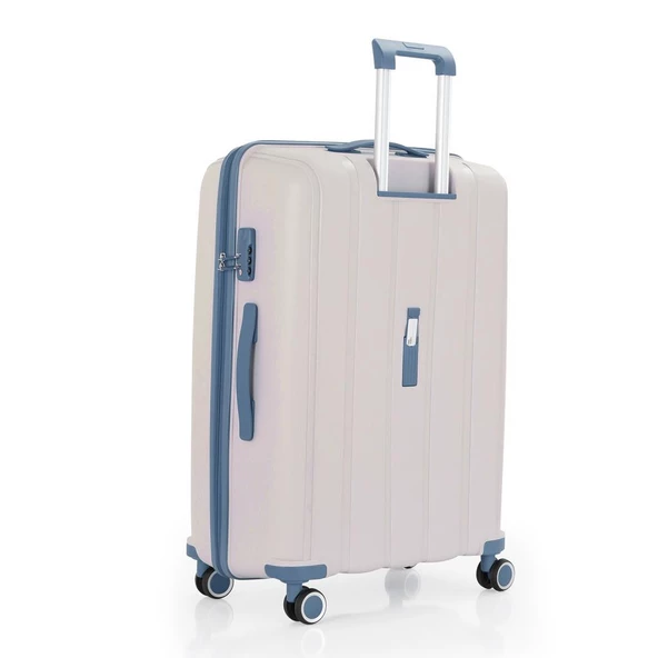 MÇS 3lü Set Kırılmaz Silikon Seyahat Valizi Bavulu V305 Kemik Sky Blue - 5