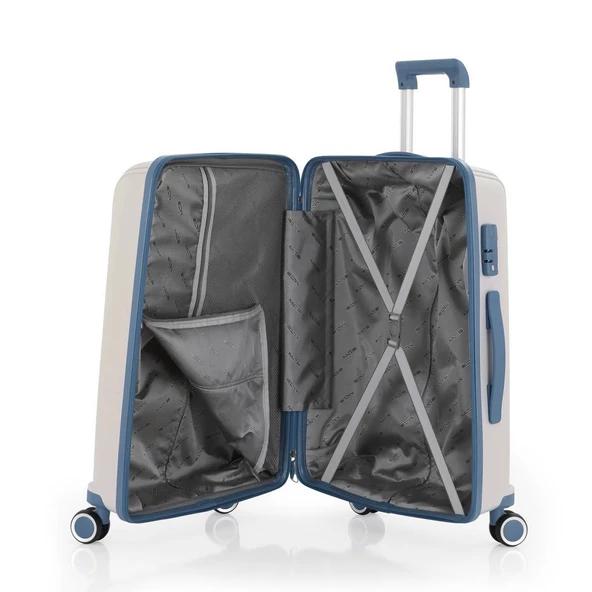 MÇS 3lü Set Kırılmaz Silikon Seyahat Valizi Bavulu V305 Kemik Sky Blue - 3