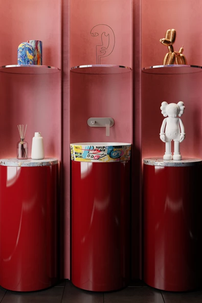 Creavit LP140 Loop Yuvarlak Çanak Lavabo Ø40 cm Grafiti Desen Uygulamalı - 3