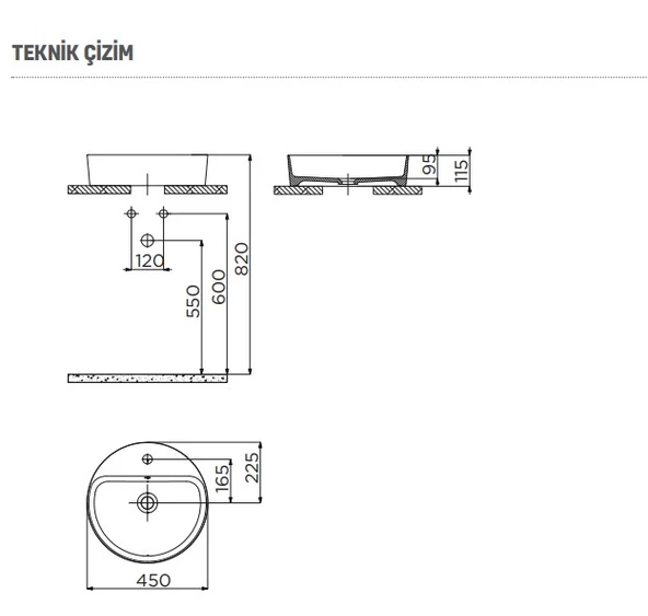 Creavit LP146 Loop Yuvarlak Çanak Lavabo Ø45 cm Mat Siyah - 3