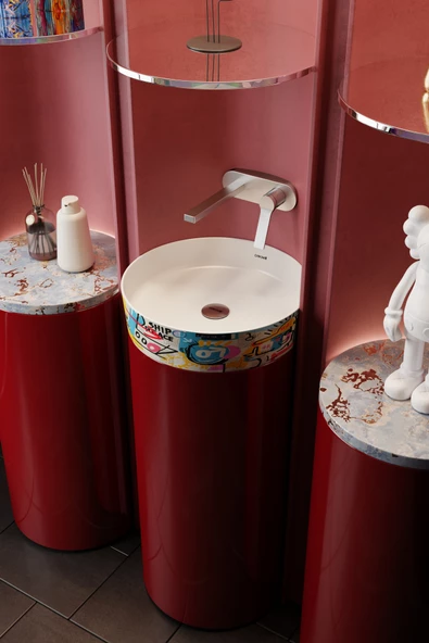 Creavit LP140 Loop Yuvarlak Çanak Lavabo Ø40 cm Grafiti Desen Uygulamalı - 2