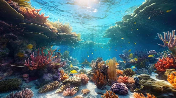 Japon Balıkları ve Mercan Manzaralı Duvar Kağıdı - Resim 7