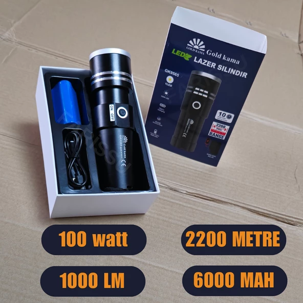 Gold Kama ultra güçlü 100 watt full metal tasarım el feneri