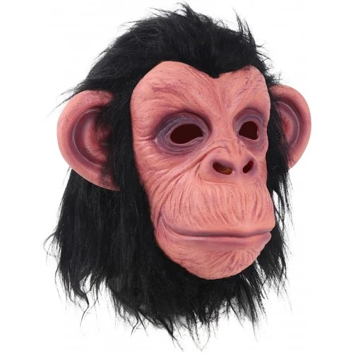 Periboia Siyah Saçlı Lateks Şempanze Maskesi - 3
