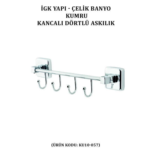 İGK YAPI - ÇELİK BANYO KUMRU KANCALI DÖRTLÜ ASKILIK (KU10-057) - 2
