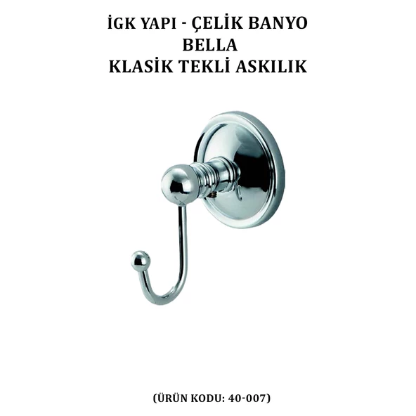 İGK YAPI - ÇELİK BANYO BELLA KLASİK TEKLİ ASKILIK (40-007) - 2
