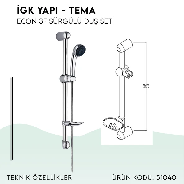 İGK YAPI - TEMA Econ Sürgülü Duş Seti (51040) - 4