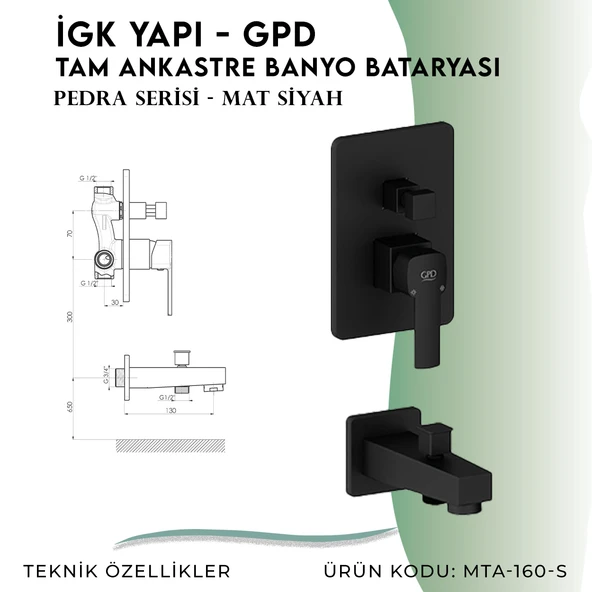 İGK YAPI - GPD Pedra Tam Ankastre Banyo Bataryası  (MTA160-S) - 4