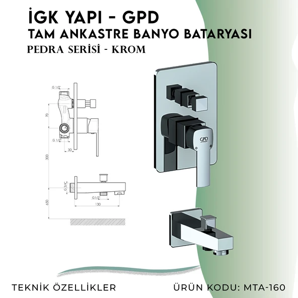 İGK YAPI - GPD Pedra Tam Ankastre Banyo Bataryası  (MTA160) - 4