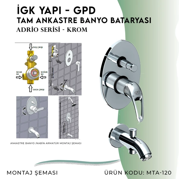 İGK YAPI - GPD Adrio Tam Ankastre Banyo Bataryası  (MTA120) - 5