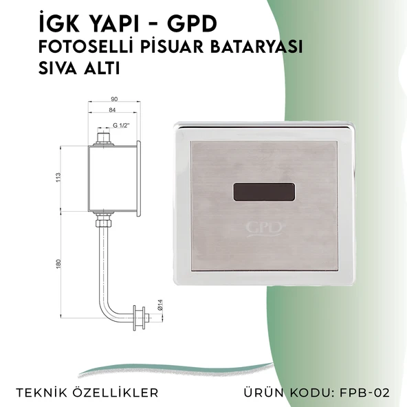 İGK YAPI - GPD Fotoselli Pisuvar Bataryası (Sıva Altı)  (FPB02) - 4