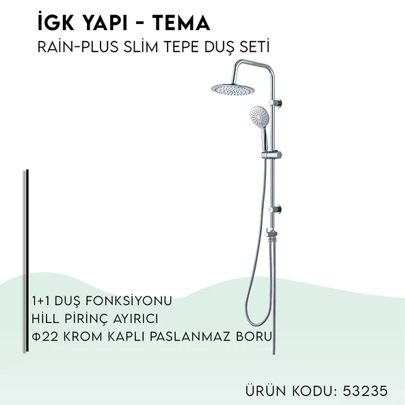 İGK YAPI - TEMA Rain-Plus Slim Tepe Duş Seti (53235) - 3