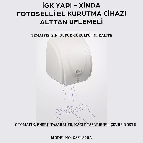 İGK YAPI - XinDa Fotoselli Alttan Üflemeli El Kurutma Makinesi (GSX-1800A) - 7