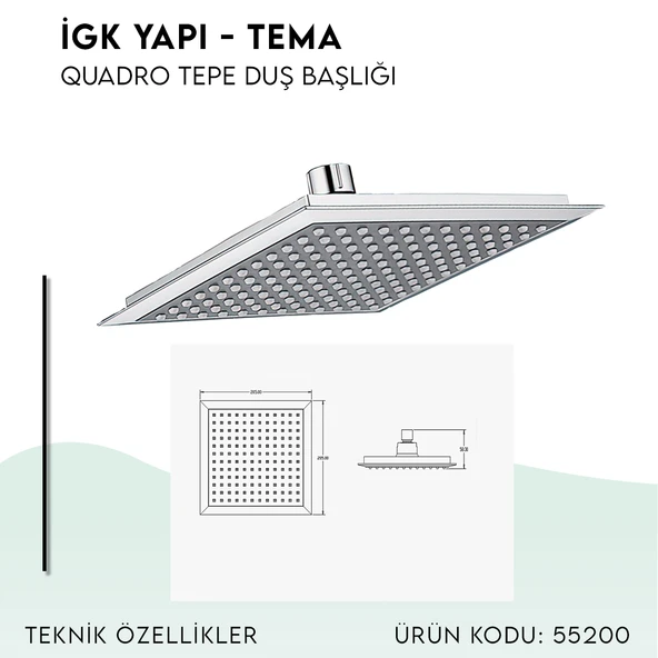 İGK YAPI - TEMA Quadro Tepe Duş Başlığı (55200) - 4
