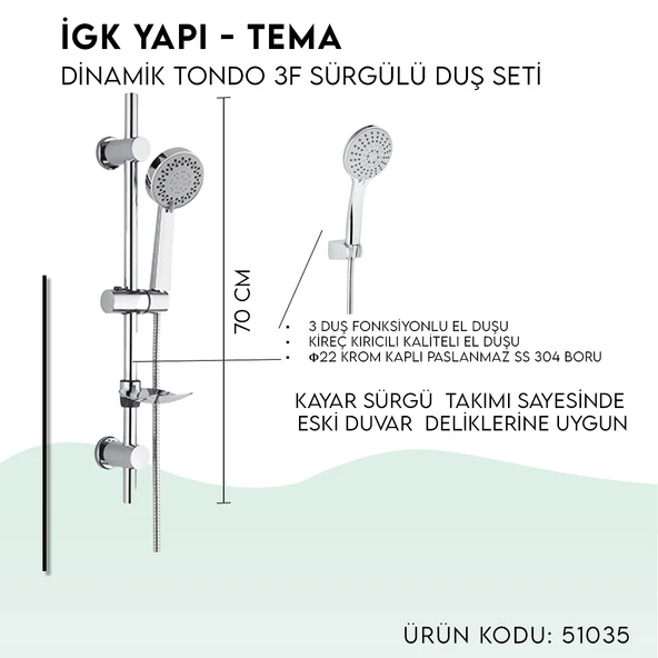 İGK YAPI - TEMA Dinamik Tondo Sürgülü Duş Seti (51035) - 5